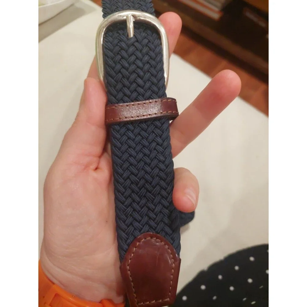 Navy Stretch Belt Braided Elastic Fabric Woven Belt 32 (81) England Spoke London